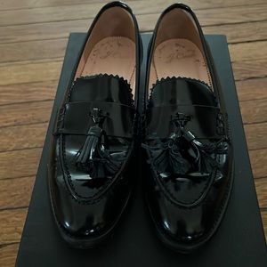 JCrew 6.5 Blk leather tassel loafers